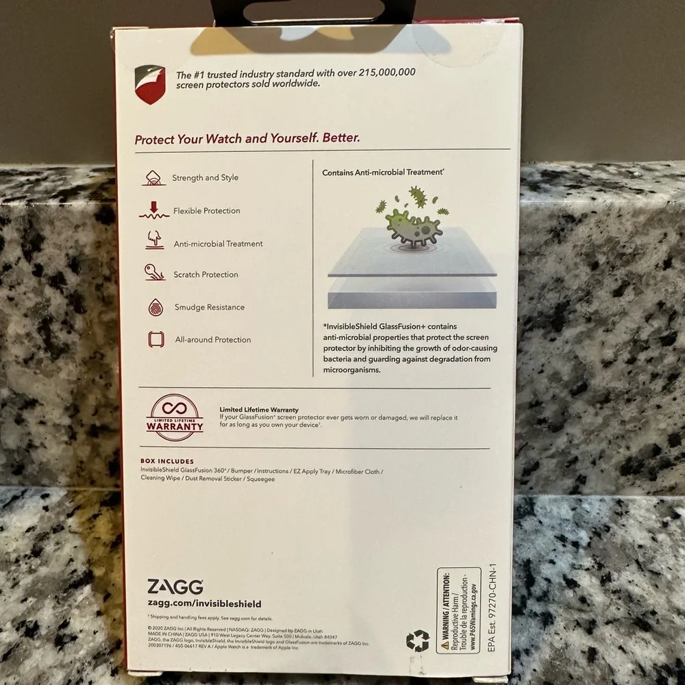 NIB Invisible Shield glassfusion 360 Apple Watch screen protector 44mm